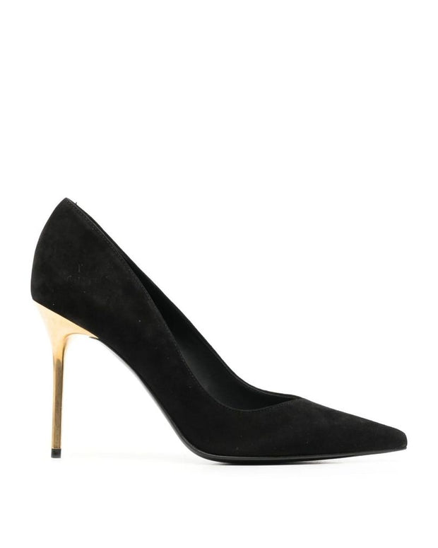 Black Leather High Heel Pumps
