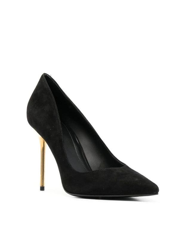Black Leather High Heel Pumps