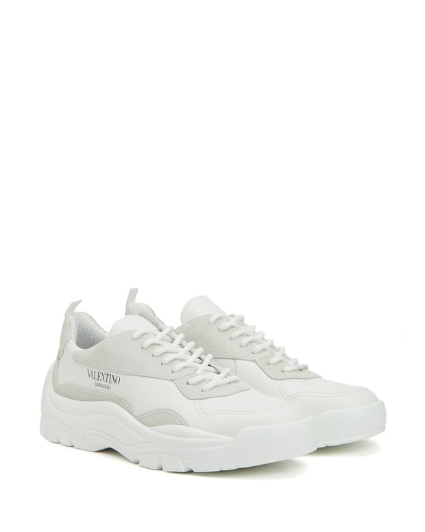 White Leather Low Top Sneakers