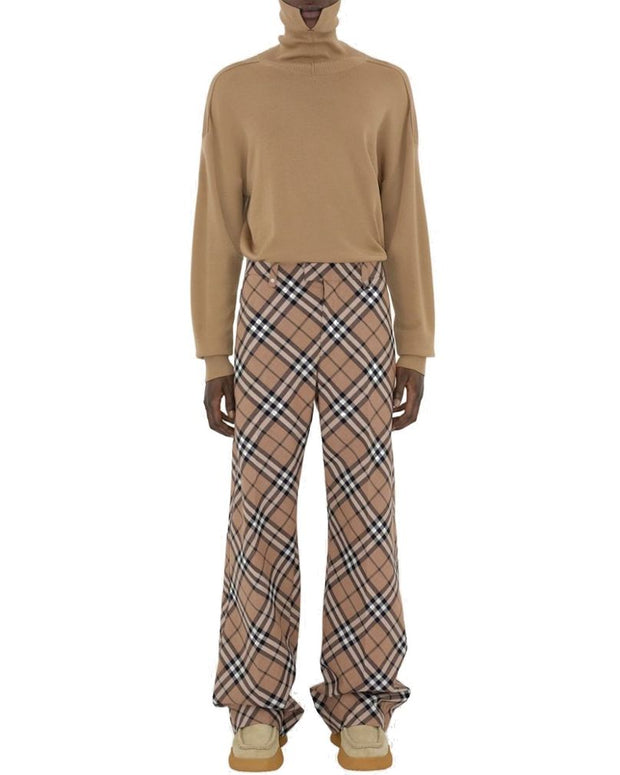 Wool Blend Check Pants