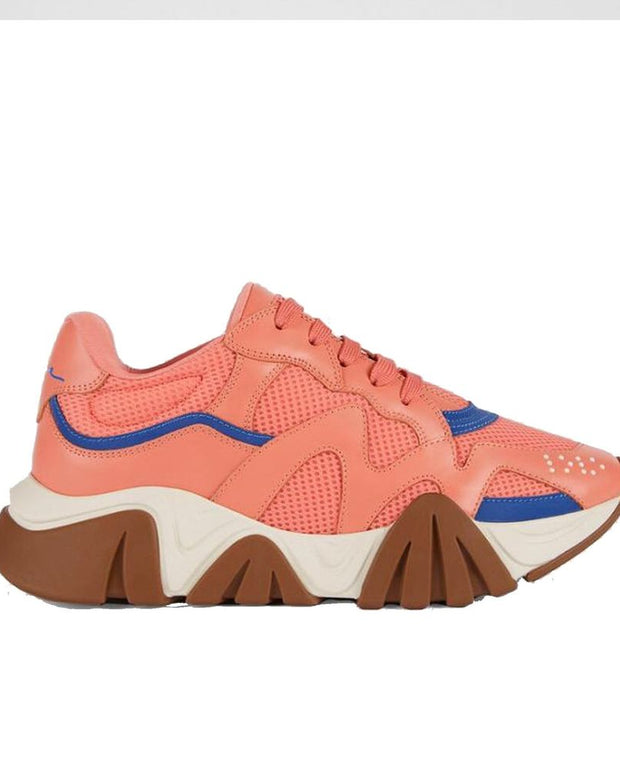 Orange Leather Chunky Sneakers