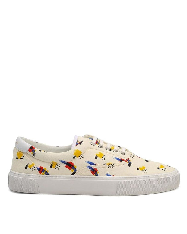 White Canvas Low Top Sneakers