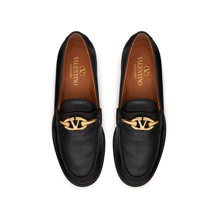 V-Logo Moon Leather Loafers