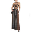 Checked Wide Leg Canvas Pants
