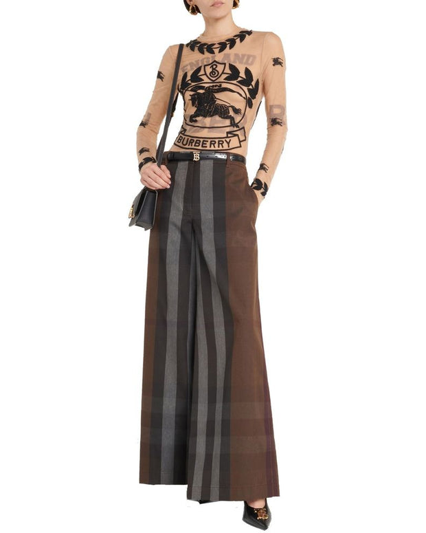 Checked Wide Leg Canvas Pants