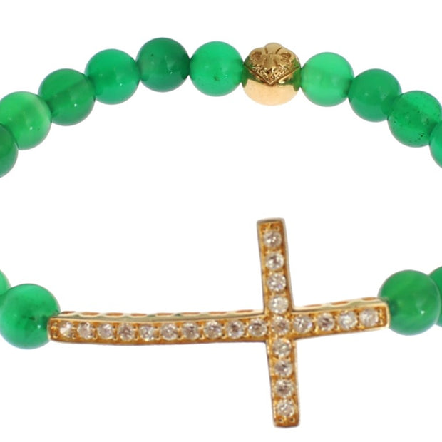 Elegant Green Jade Bead & Gold Plated Bracelet