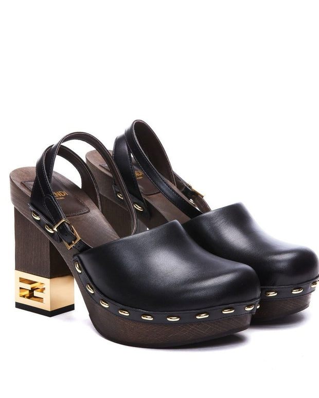 Decorative Heel Leather Pumps