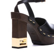 Decorative Heel Leather Pumps