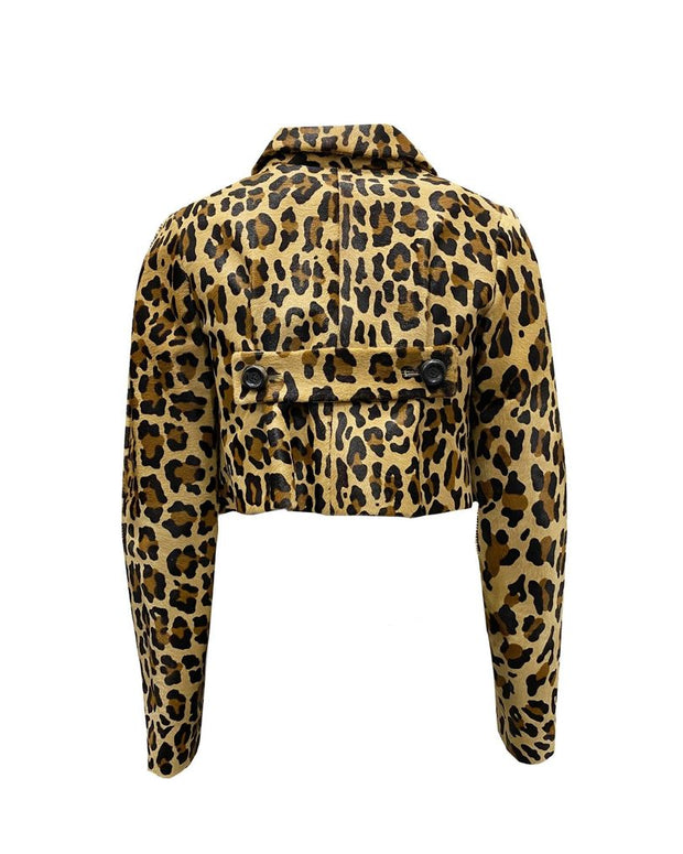Leopard Calf Hair Cropped Jacket