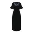 Fur Trim Velvet Midi Dress
