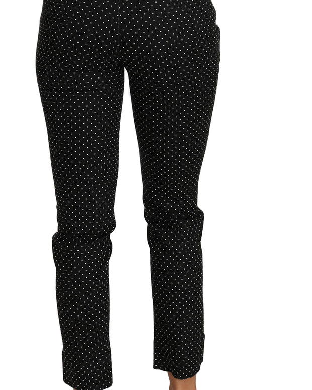 Black Dress Polka Dot Cropped Straight Pants