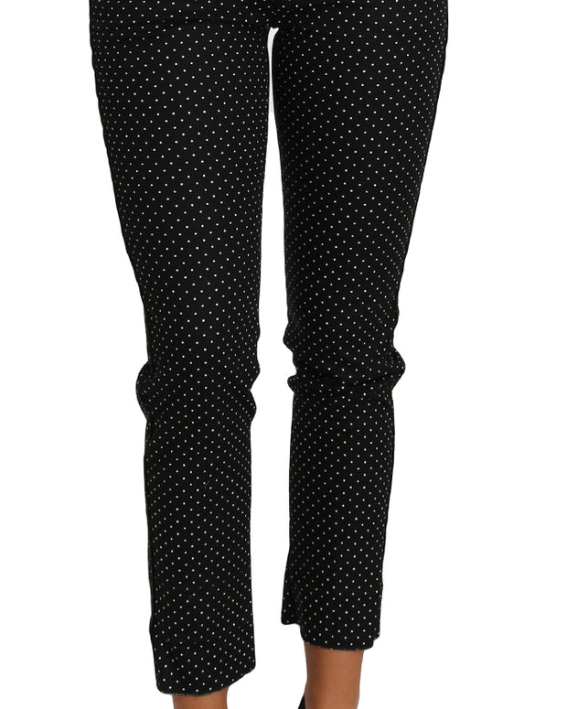 Black Dress Polka Dot Cropped Straight Pants