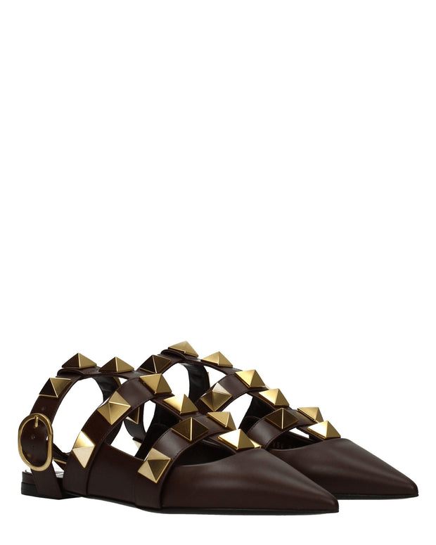 Brown Leather Flat Sandals