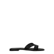 Black Leather Slippers Sandals