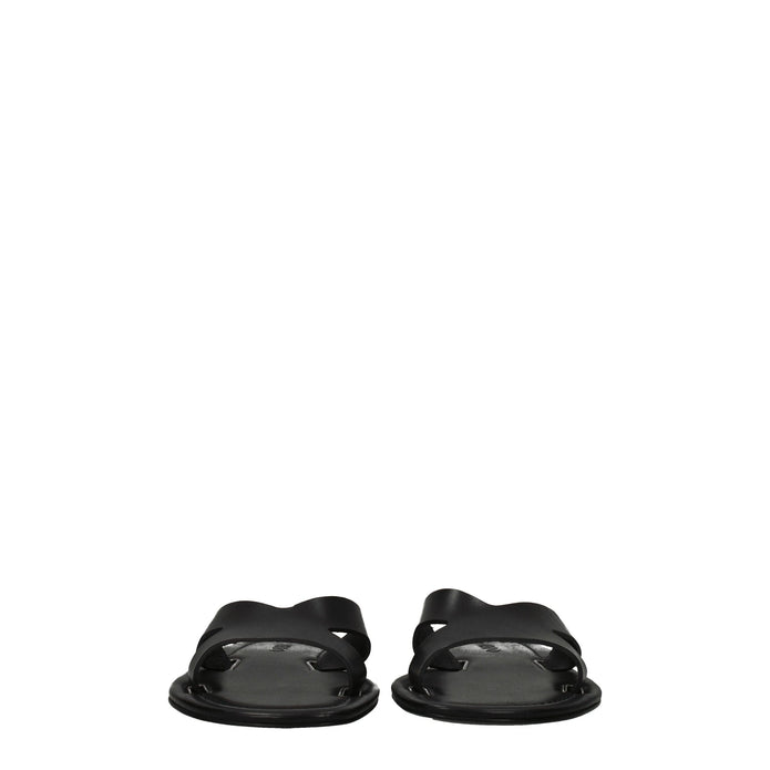 Black Leather Slippers Sandals