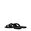Black Leather Slippers Sandals