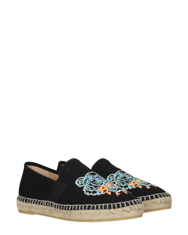 Black Fabric Espadrilles