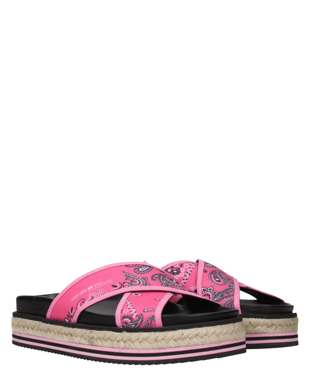 Pink Fabric Slippers Sandals