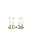 White Leather Stiletto Heel Sandals