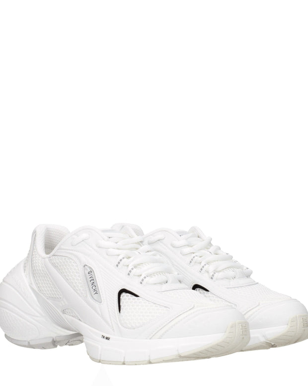 White Fabric Athletic Sneakers