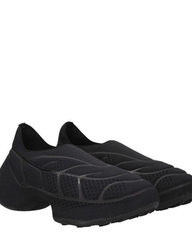 Black Fabric Slip-On Loafers