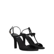 Black Satin Stiletto Heels Sandals