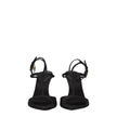 Black Satin Stiletto Heels Sandals
