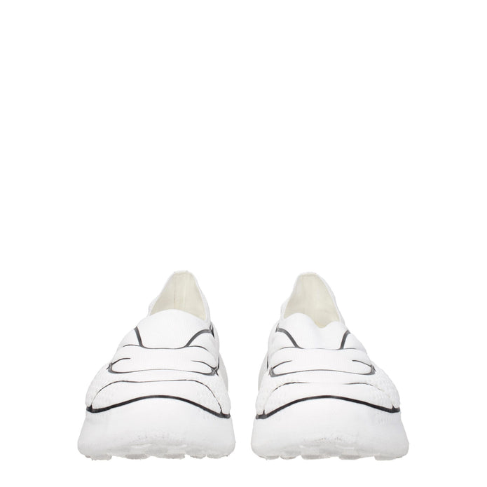 White Fabric Low Tops