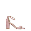 Pink Leather Stiletto Heel Sandals