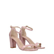 Pink Leather Stiletto Heel Sandals