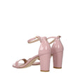 Pink Leather Stiletto Heel Sandals