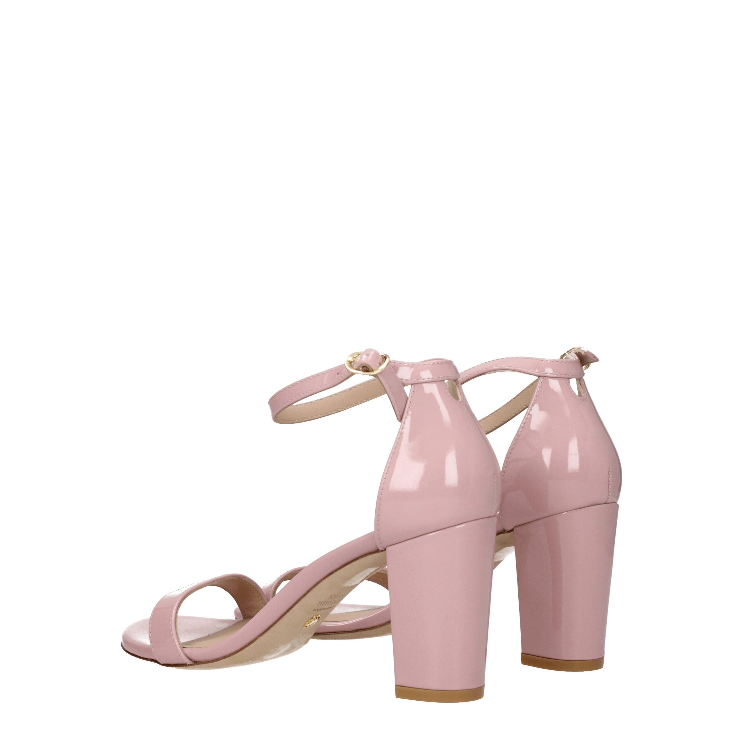 Pink Leather Stiletto Heel Sandals