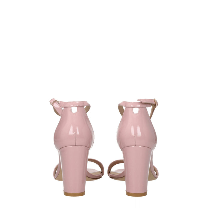 Pink Leather Stiletto Heel Sandals