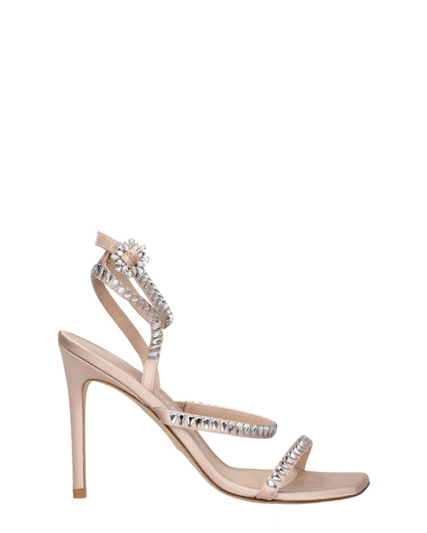Pink Satin Stiletto Heel Sandals