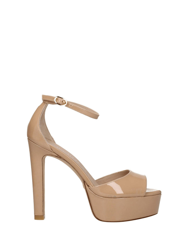 Beige Leather Platform Sandals