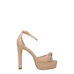 Beige Leather Platform Sandals