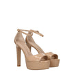 Beige Leather Platform Sandals