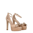 Beige Leather Platform Sandals