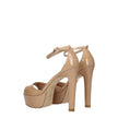 Beige Leather Platform Sandals