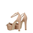 Beige Leather Platform Sandals