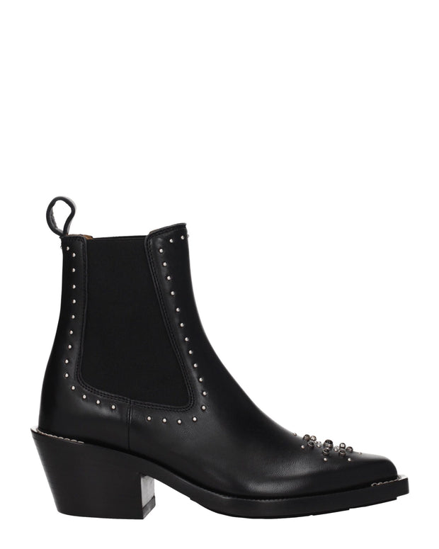 Black Leather Ankle Boots