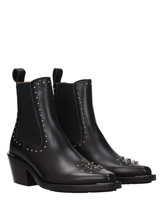 Black Leather Ankle Boots