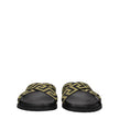 Black Fabric Slippers Sandals