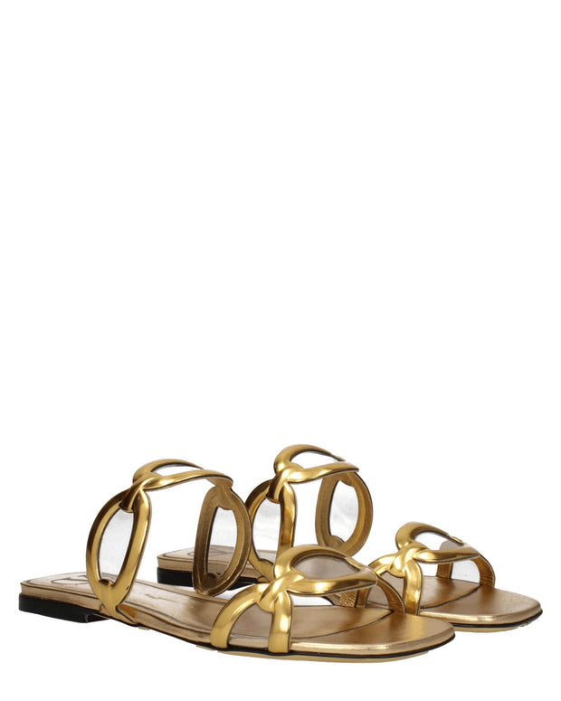 Gold Leather Slippers