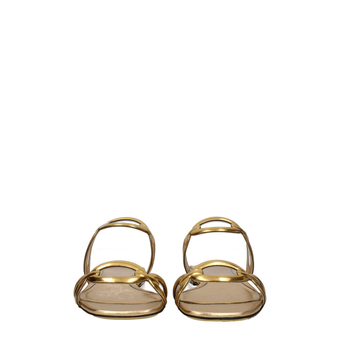 Gold Leather Slippers