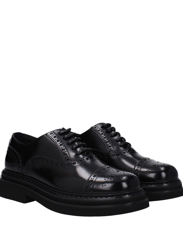 Black Leather Oxfords And Derbies
