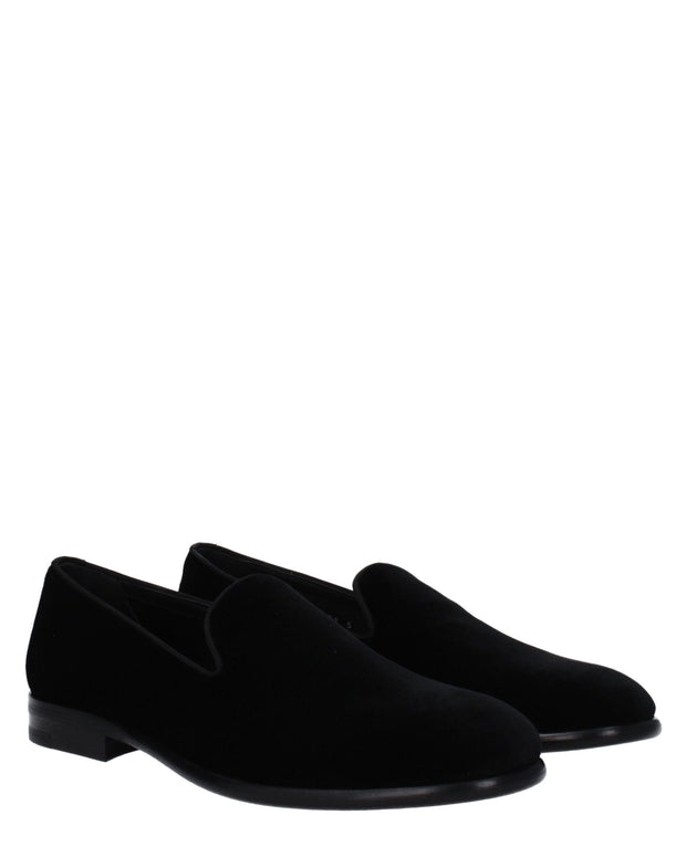 Black Velvet Slip-On Loafers