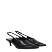 Black Leather Mid Heel Pumps