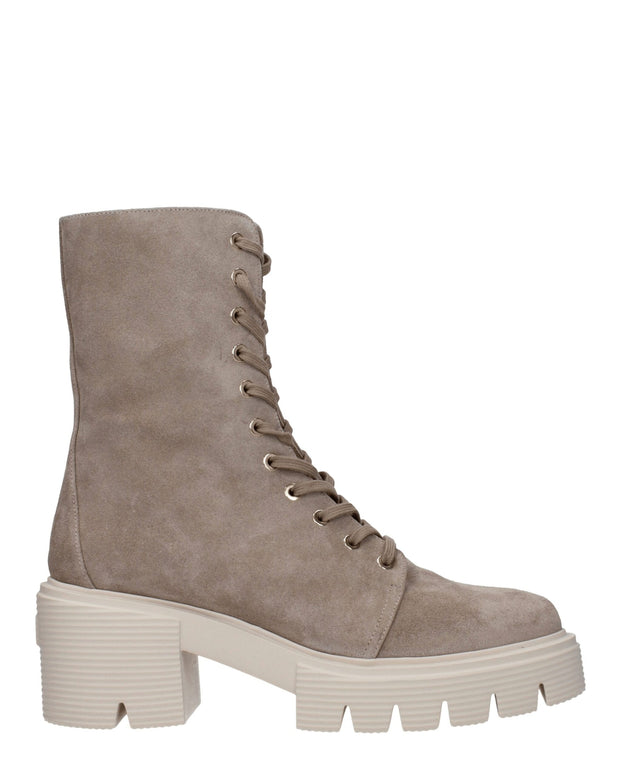 Beige Leather Ankle Boots
