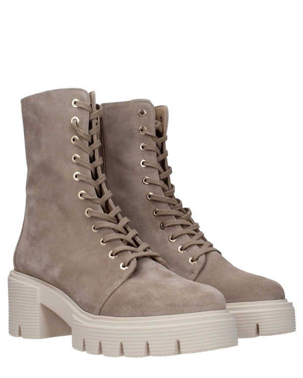 Beige Leather Ankle Boots